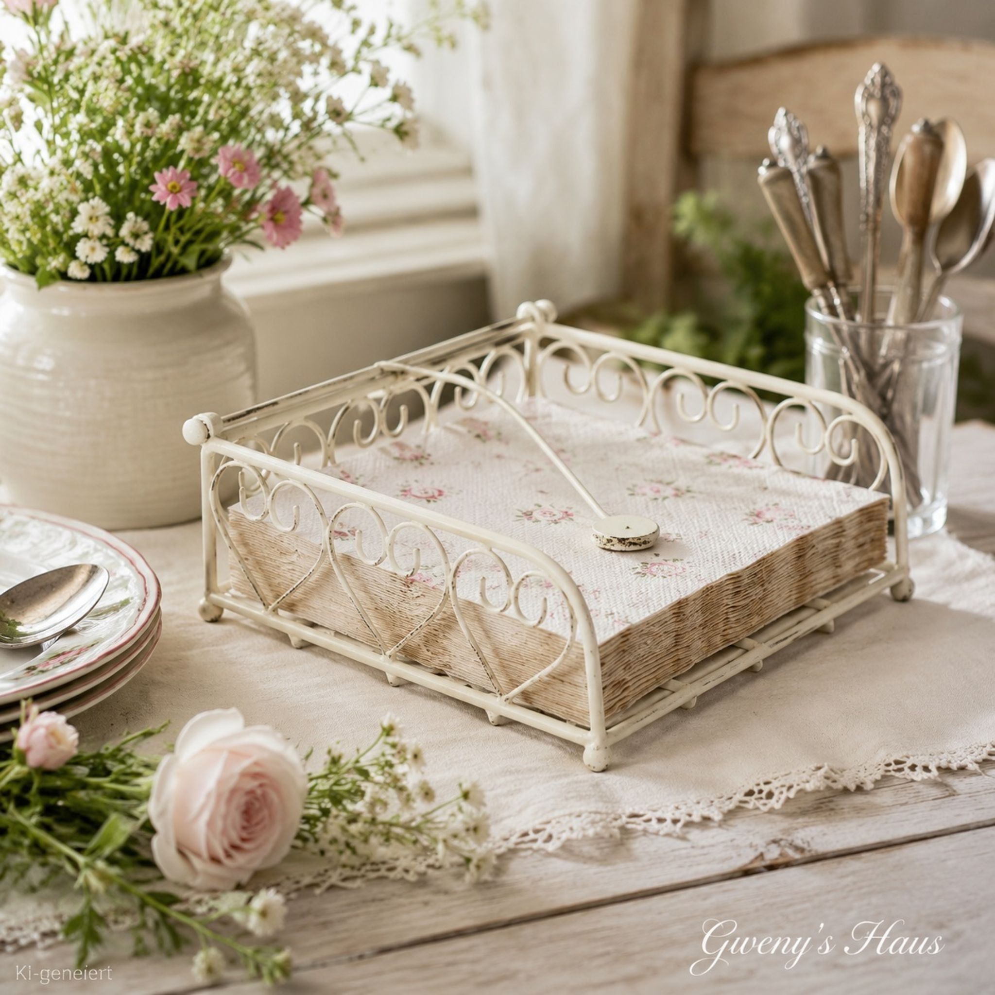 Serviettenhalter Metall Shabby Chic 18cm