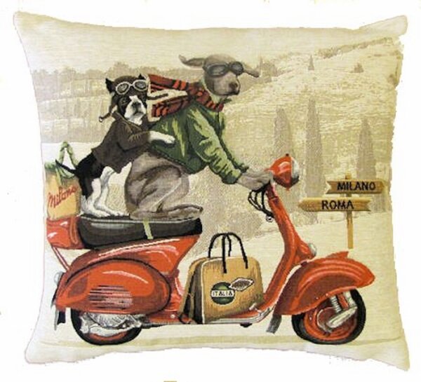 Gobelin Kissen Roller Hunde rot