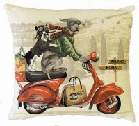 Gobelin Kissen Roller Hunde rot