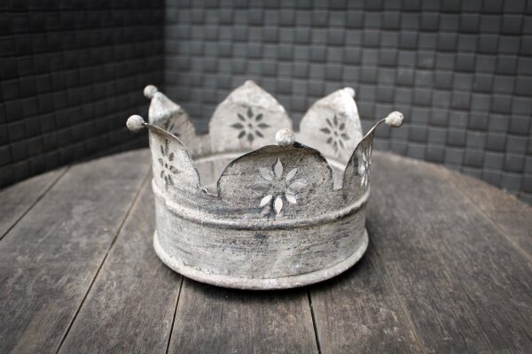 Krone Kerzenhalter Metall Shabby