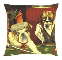 Gobelin Kissen Hunde Billard