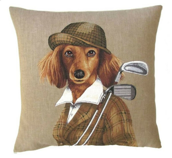 Gobelin Kissen Hund Spaniel Golf