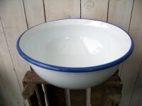 Emaille Schüssel weiß/blau