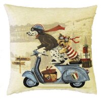 Gobelin Kissen Roller Hunde blau