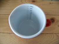 Emaille Meßbecher 1 ltr rot/weiß