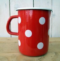 Emaille Meßbecher 1 ltr rot/weiß