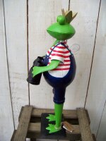 Gartenfigur Froschkönig mit Fernglas