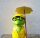 Zaunhocker Frosch mit Schirm