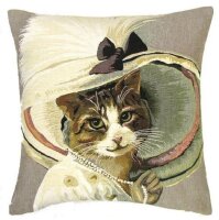 Gobelin Kissen Katze mit Perlenkette