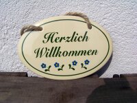 Emailleschild Herzlich willkommen