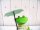 Zaunhocker Frosch mit Sonnenschirm
