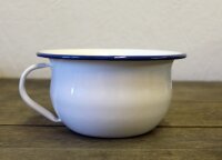 Emaille Nachttopf weiß/blau