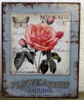 Shabby Blechschild Flowershop