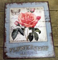 Shabby Blechschild Flowershop