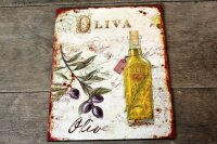 Shabby Blechschild Oliven