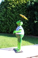 Gartenfigur Frosch Heinz mit Schirm