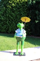 Gartenfigur Frosch Heinz mit Schirm