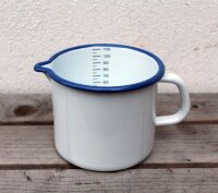 Emaille Milchtopf 1L weiß/blau