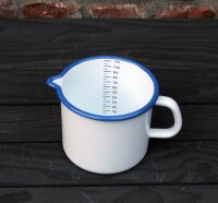 Emaille Milchtopf 1L weiß/blau