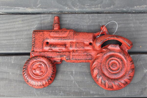 Wandflaschenöffner Traktor rot