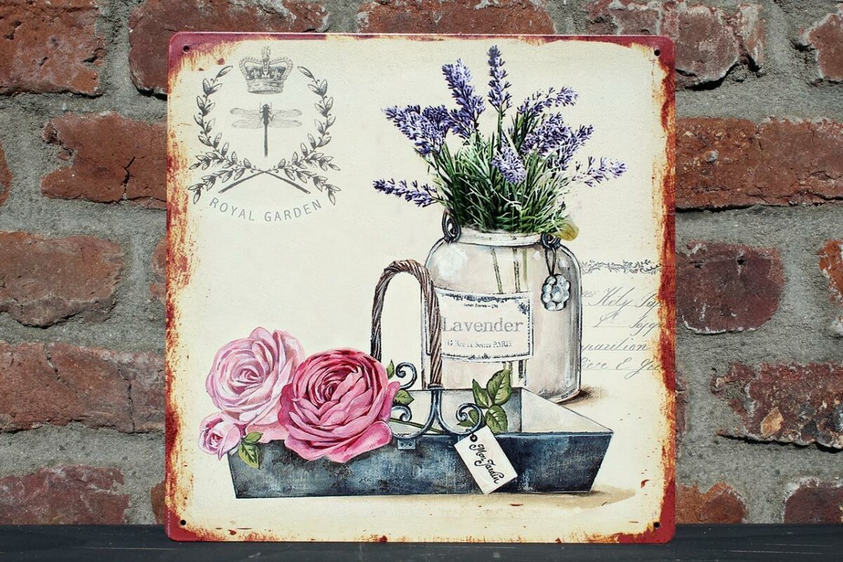 Metallschild Royal Garden 30 cm nostalgie Stil Schild Blechschild Bild Wanddeko