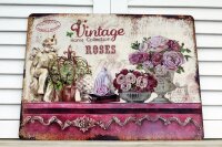 Shabby Blechschild Vintage Rosen