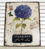 Nostalgie Blechschild Hortensie