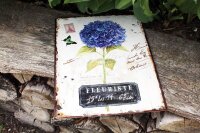 Nostalgie Blechschild Hortensie