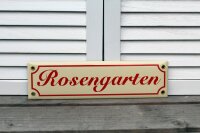 Emaille Schild Rosengarten