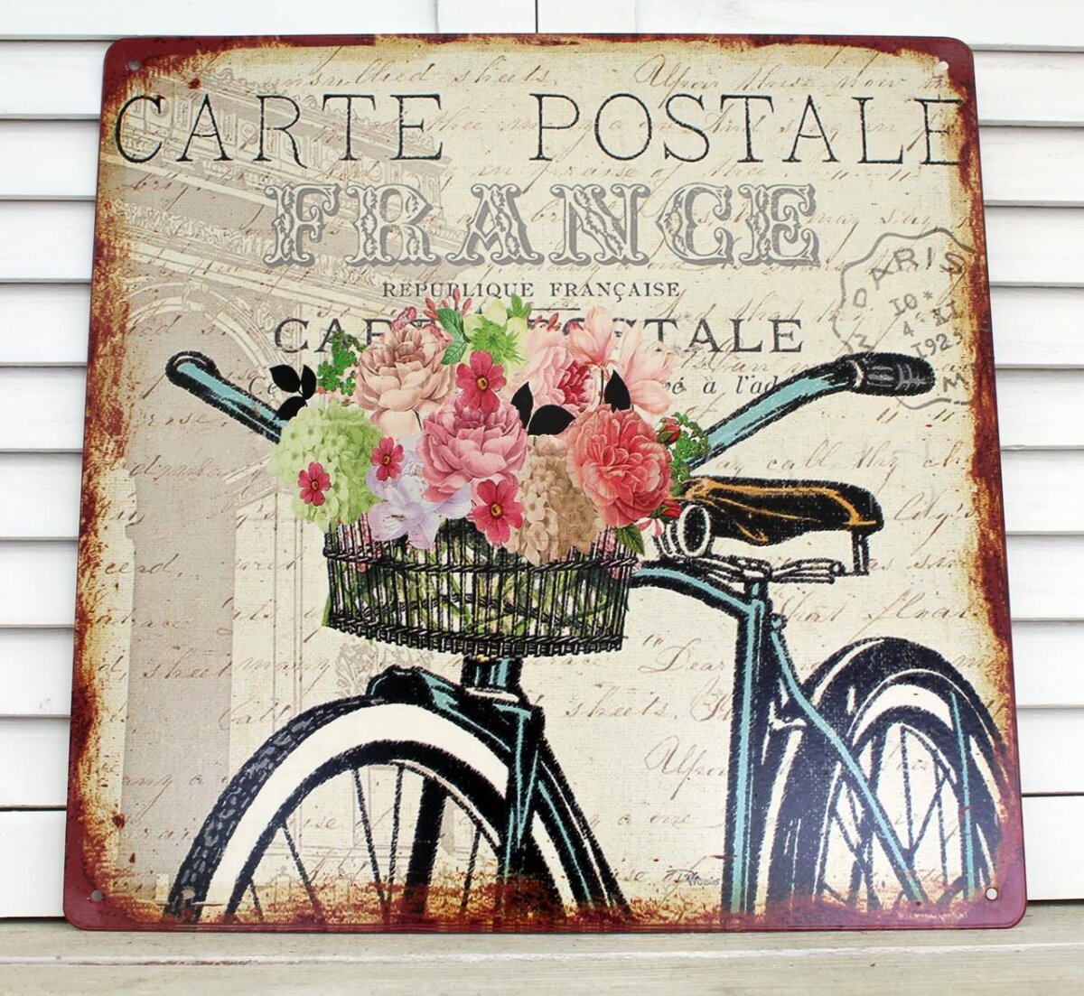 Blechschild Shabby Nostalgie Fahrrad