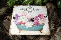 Shabby Blechschild Blumen Bad