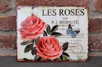 Shabby Blechschild Les Roses