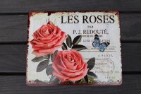 Shabby Blechschild Les Roses