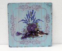 Shabby Blechschild Vogel &  Blumen