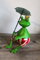 Gartenfigur Froschkönig mit Schirm