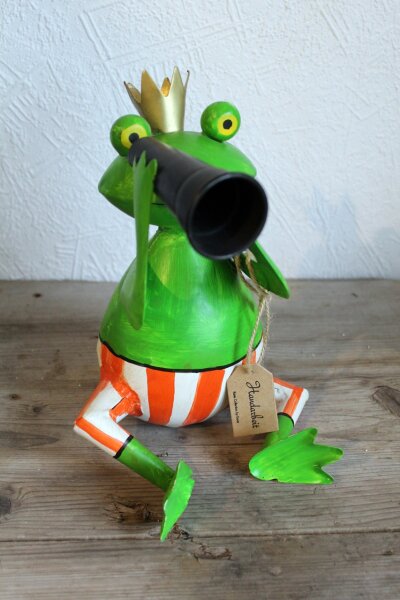 Gartenfigur Froschkönig mit Fernrohr