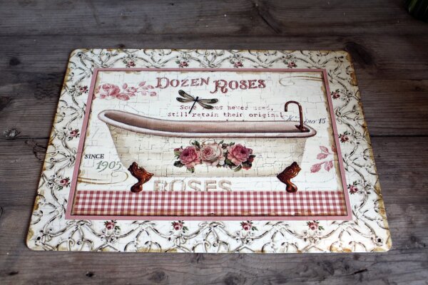 Shabby Blechschild Rosen Bad