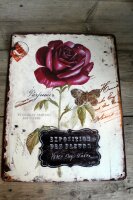 Shabby Blechschild Nostalgie Rose