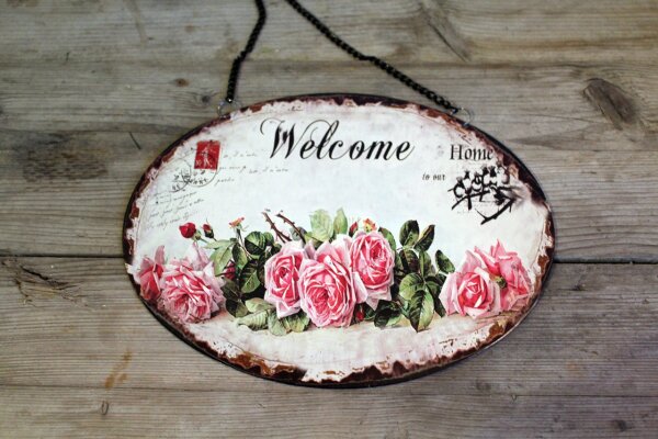 Shabby Blechschild Welcome