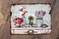 Shabby Blechschild Blumen