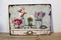 Shabby Blechschild Blumen