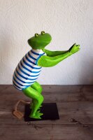 Schwimmfrosch Gartenfigur blau
