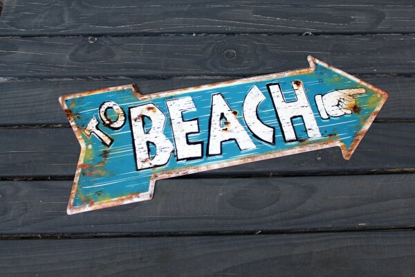 Shabby Blechschild Beach