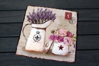 Shabby Blechschild Blumen Kannen