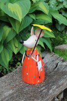 Gartenfigur Zaunhocker Maus Schirm