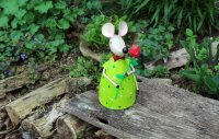 Gartenfigur Zaunhocker Maus Blume