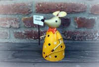 Gartenfigur Zaunhocker Maus Willkommen