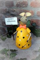 Gartenfigur Zaunhocker Maus Willkommen