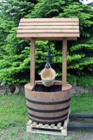 Weinfass Brunnen mit Dach