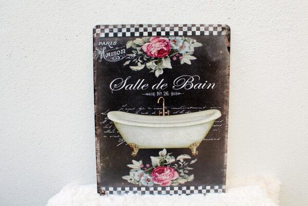 Shabby Blechschild Bad